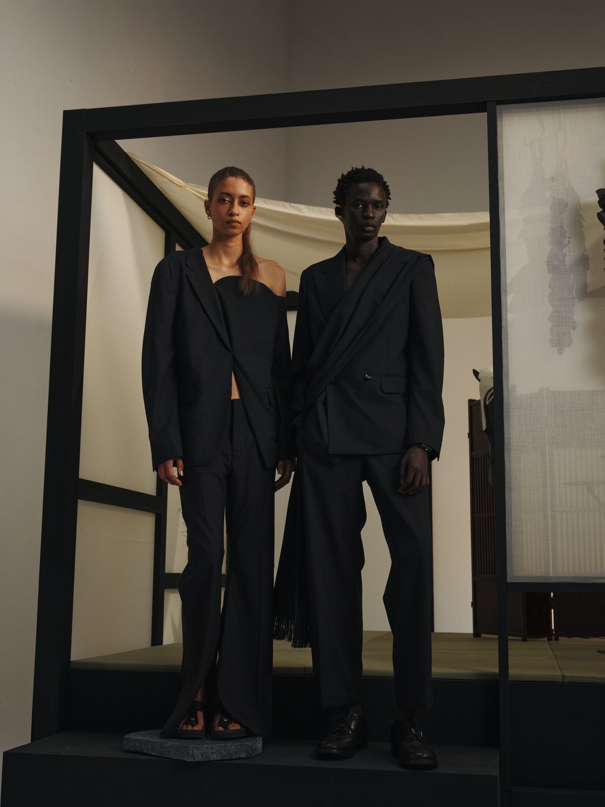 AYA DESIGN SS26 — Tailored Jacket (Navy Stripe)